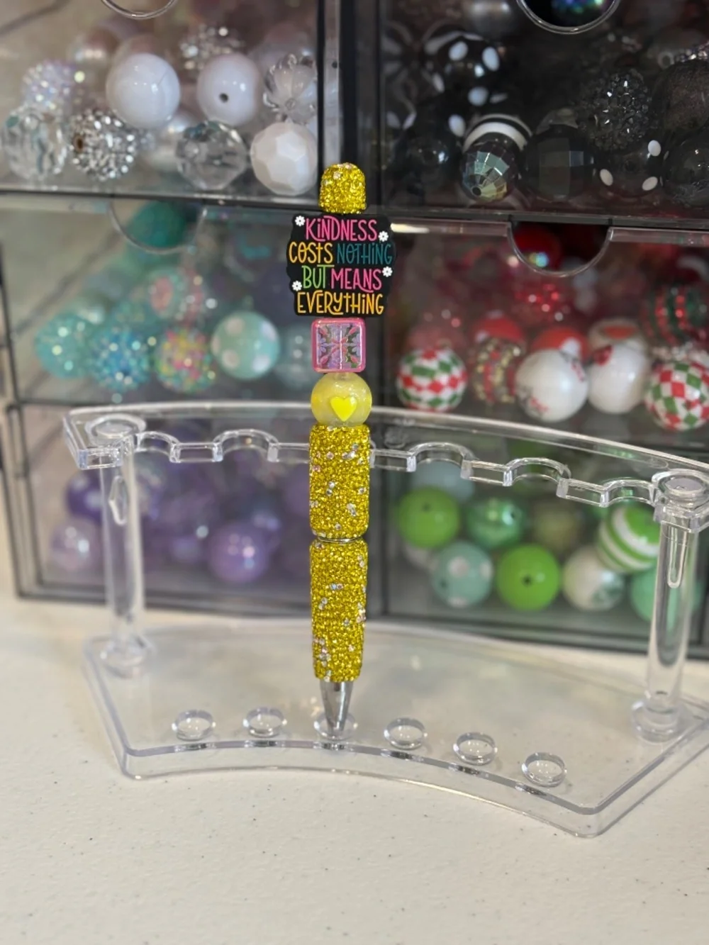 Handmade Kindness Rhinestone Beaded Pen
